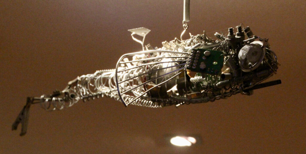 Rainer Leitz Artwork M.04 "Fliegender Fisch" Electric Moving Object with Solar Cell