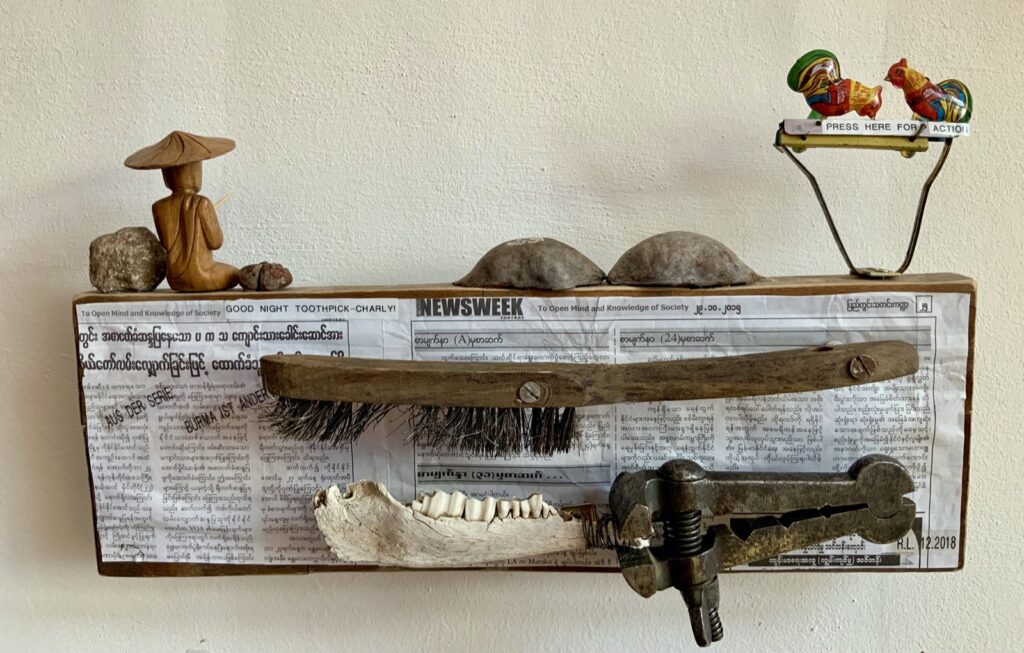 Rainer Leitz Artwork W.04 "Good Night Toothpick Charly" Wall Hanging Art Installation, Total View