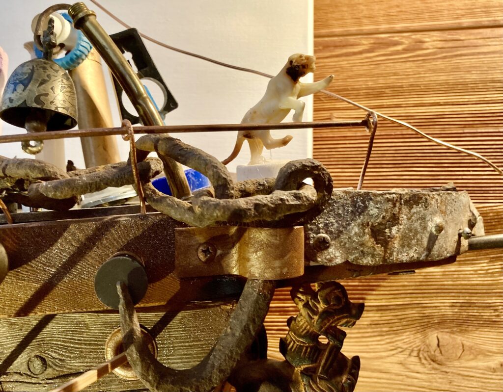 Rainer Leitz Artwork M.12 "Seelenschiff Mutabor", Electric Wallhanging Object. Detail Foto